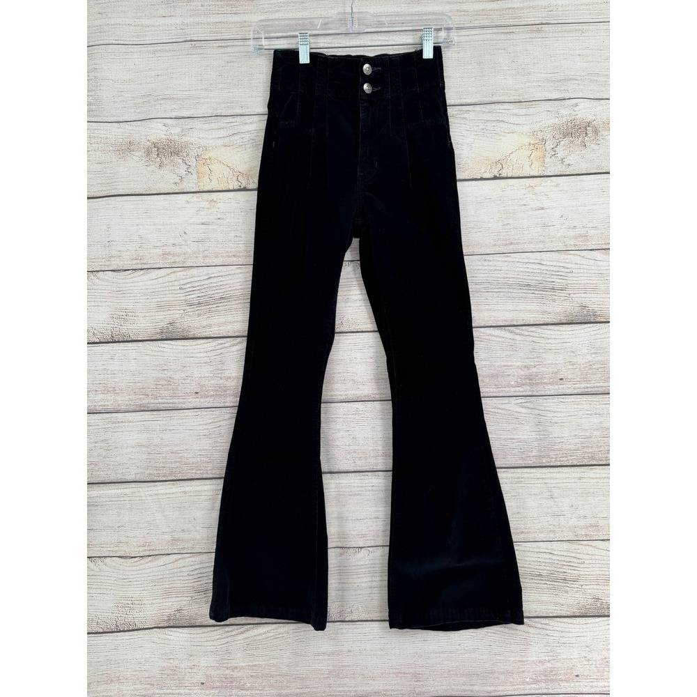 We The Free Corduroy Flare Pants Womens 24 Black High Rise OB1661987